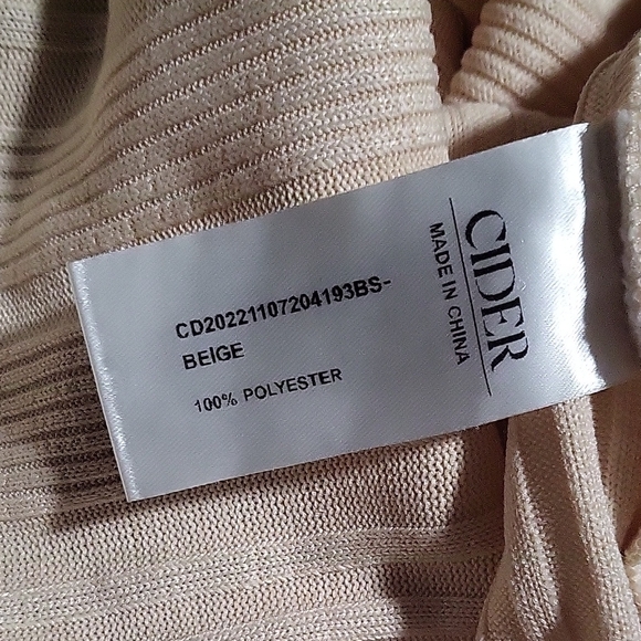 Cider Beige Ribbed Cutout Bodysuit Long Sleeve Bodycon Women’s Large - Picture 11 of 12